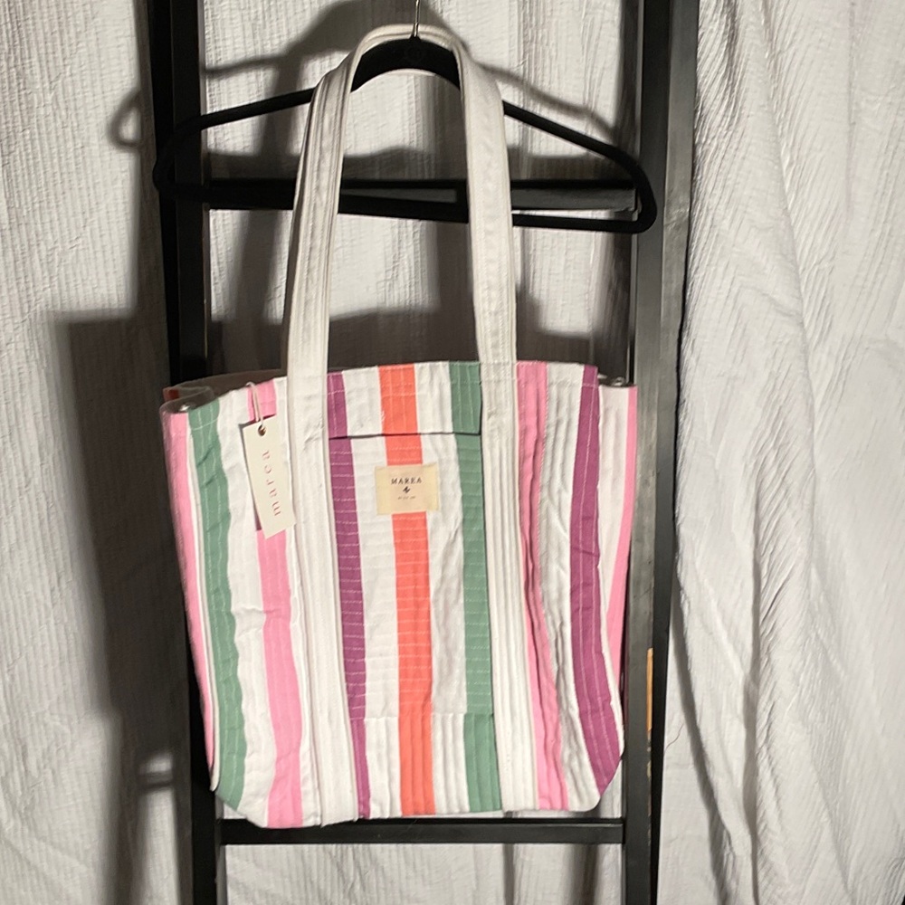 Pastel Striped Tote Bag by MAERA